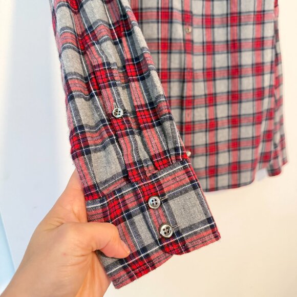 J.Crew women's long-sleeve tartan plaid shirt "boy style" Size 10 - Picture 3 of 7
